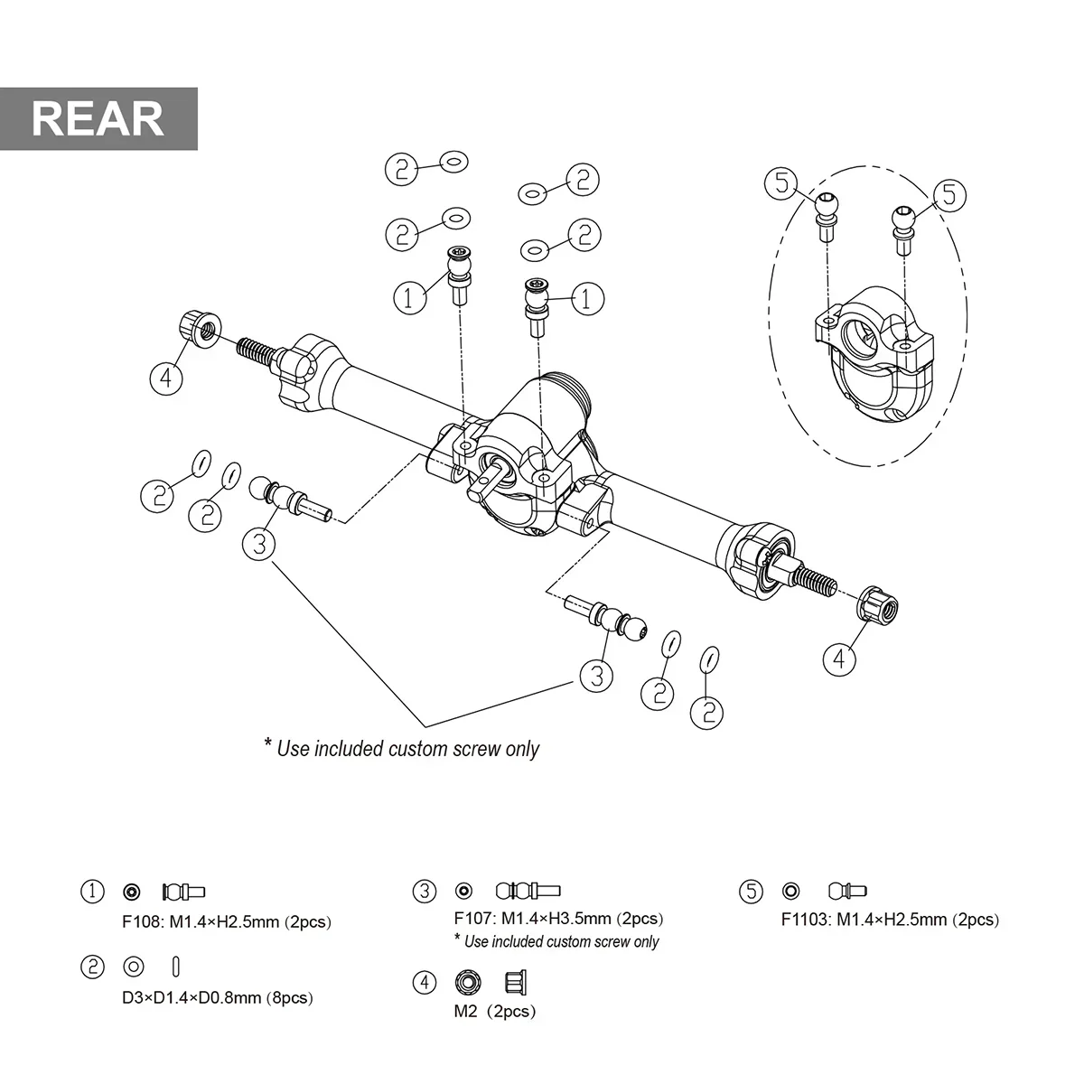 INJORA +3mm Planet Axles with Brass Steering Knuckles for 1/30 SCX30 - Image 4