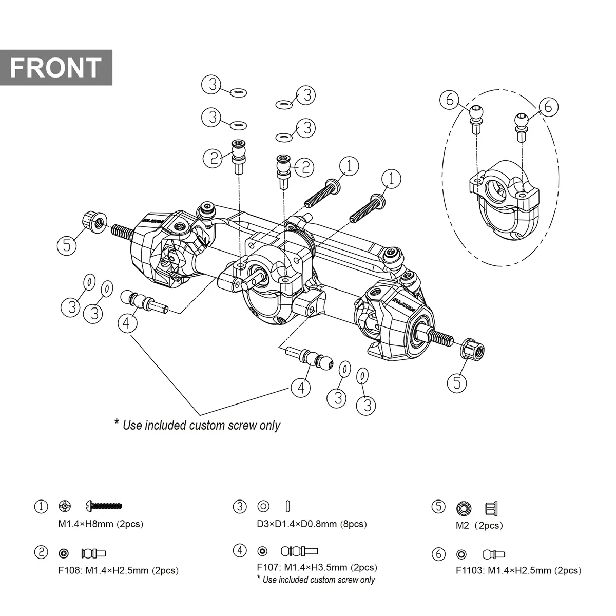 INJORA +3mm Planet Axles with Brass Steering Knuckles for 1/30 SCX30 - Image 9