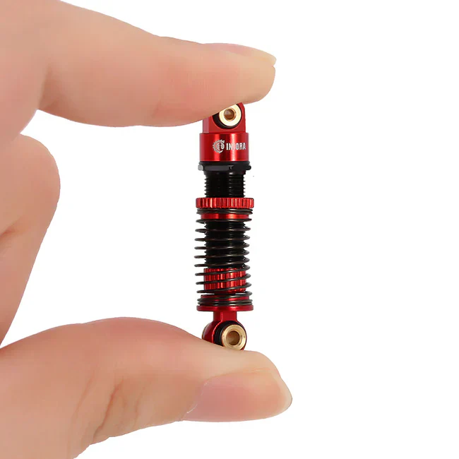 INJORA 45mm Aluminum Threaded Oil Shock Absorbers for 1/24 FMS FCX24 (4pcs) - RED - Image 3