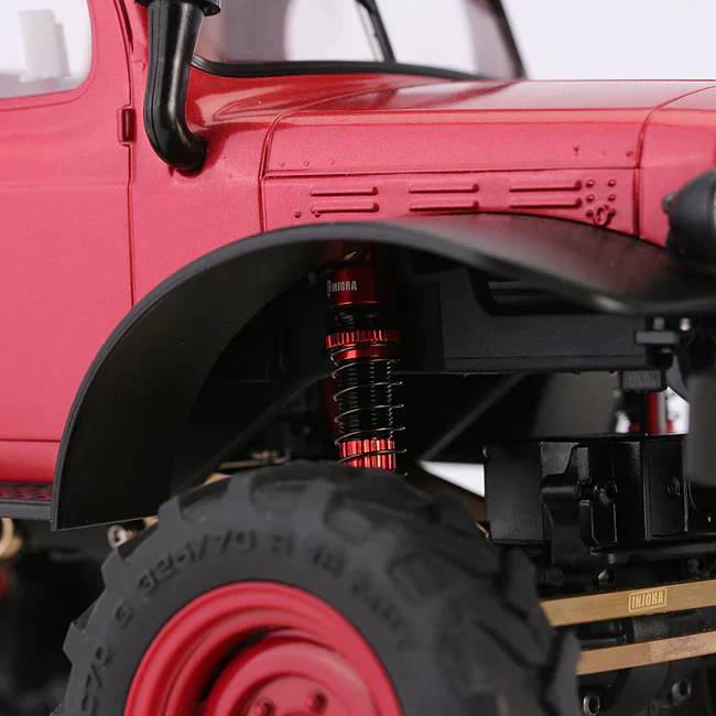 INJORA 45mm Aluminum Threaded Oil Shock Absorbers for 1/24 FMS FCX24 (4pcs) - RED - Image 5