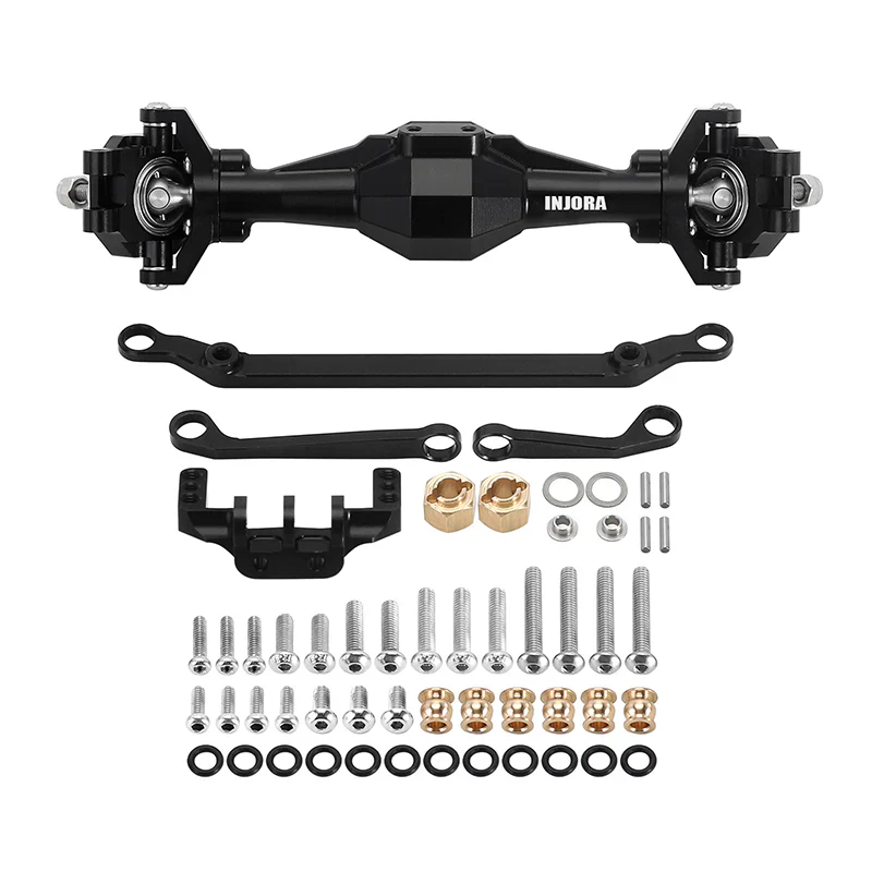 INJORA +4mm Diamond Axles With Lay Down Servo Mount & Links For 1/18 TRX4M - BLACK - Image 5