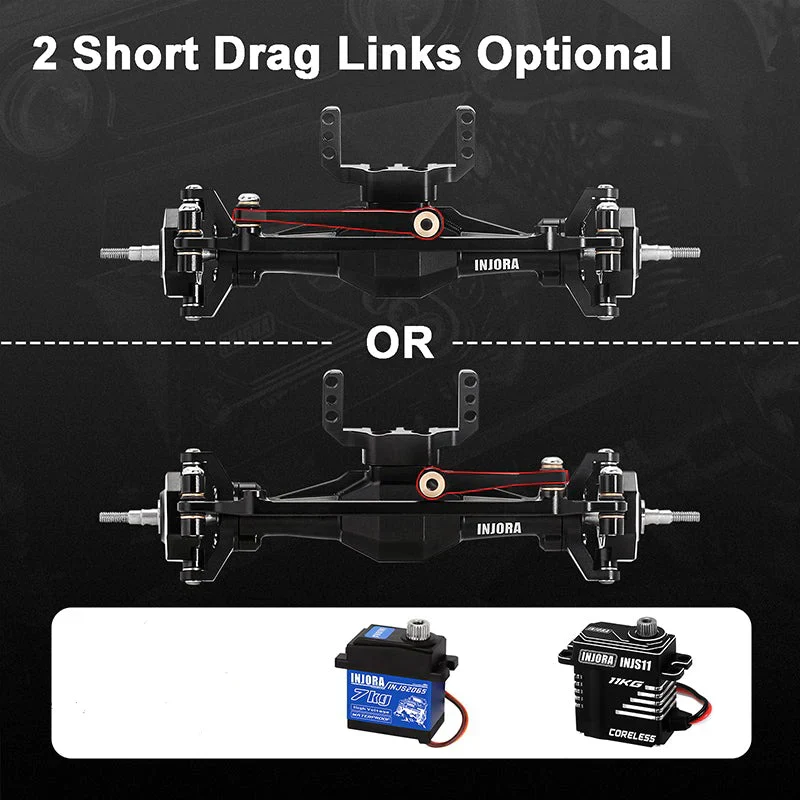 INJORA +4mm Diamond Axles With Lay Down Servo Mount & Links For 1/18 TRX4M - BLACK - Image 7