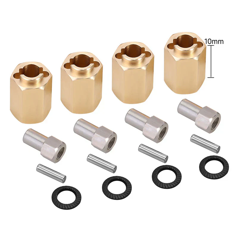 INJORA 4PCS 10mm Brass Wheel Hex Hub Extenders For 1/18 Redcat Ascent18