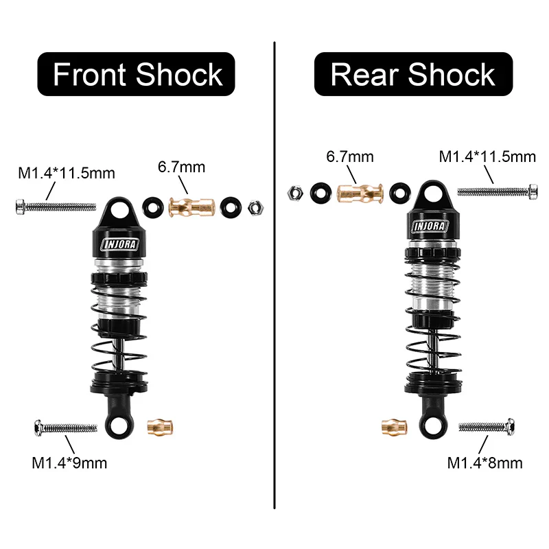 INJORA 4PCS Aluminum Oil Shocks for 1/24 Buggy Losi Micro-B - Image 3