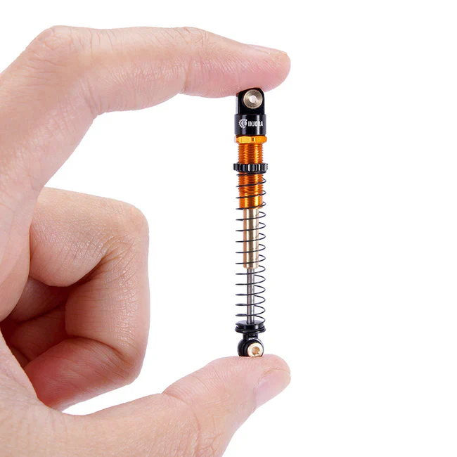 INJORA 51mm Aluminum Long Travel Threaded Double Barrel Shocks for Axial AX24 SCX24 (4pcs) - ORANGE - Image 3
