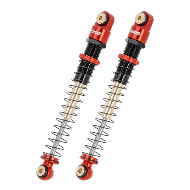 INJORA 51mm Aluminum Long Travel Threaded Double Barrel Shocks for Axial AX24 SCX24 (4pcs) - RED - Image 3