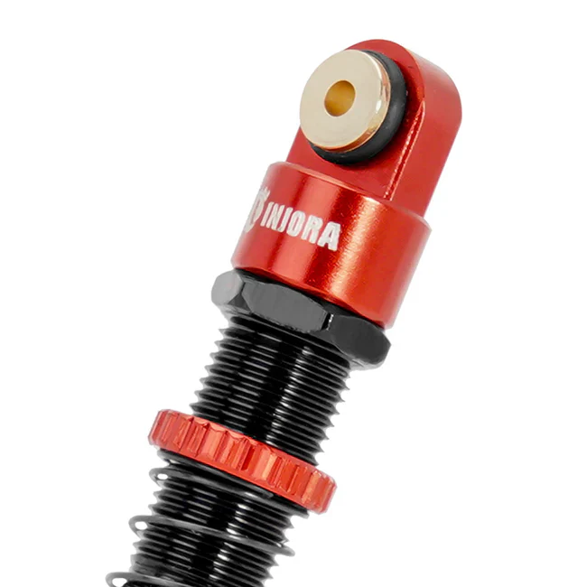 INJORA 51mm Aluminum Long Travel Threaded Double Barrel Shocks for Axial AX24 SCX24 (4pcs) - RED - Image 7