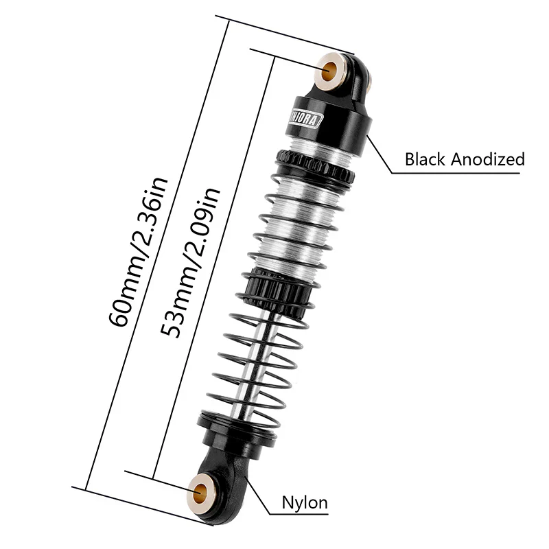 INJORA 53mm Threaded Oil Shocks For 1/18 Redcat Ascent18 - BLACK - Image 3