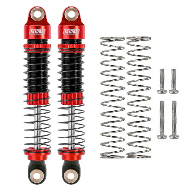 INJORA 59mm Long Threaded Oil Filled Shocks for 1/18 TRX4M (2pcs) - RED