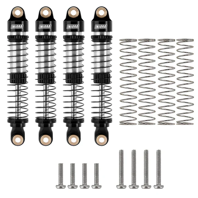 INJORA 59mm Long Threaded Oil Filled Shocks for 1/18 TRX4M (4pcs) - BLACK - Image 2