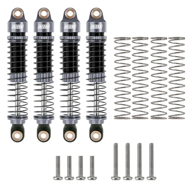 INJORA 59mm Long Threaded Oil Filled Shocks for 1/18 TRX4M (4pcs) - GREY