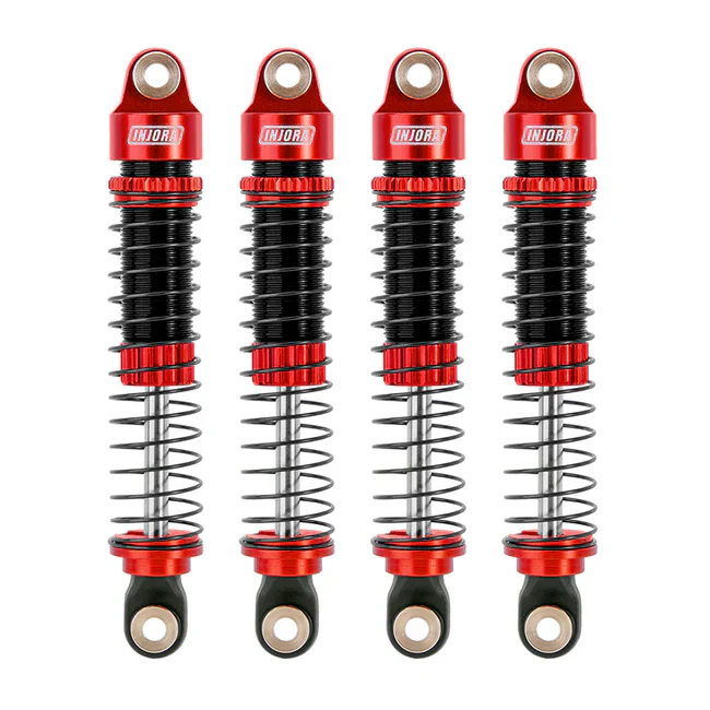 INJORA 59mm Long Threaded Oil Filled Shocks for 1/18 TRX4M (4pcs) - RED - Image 2