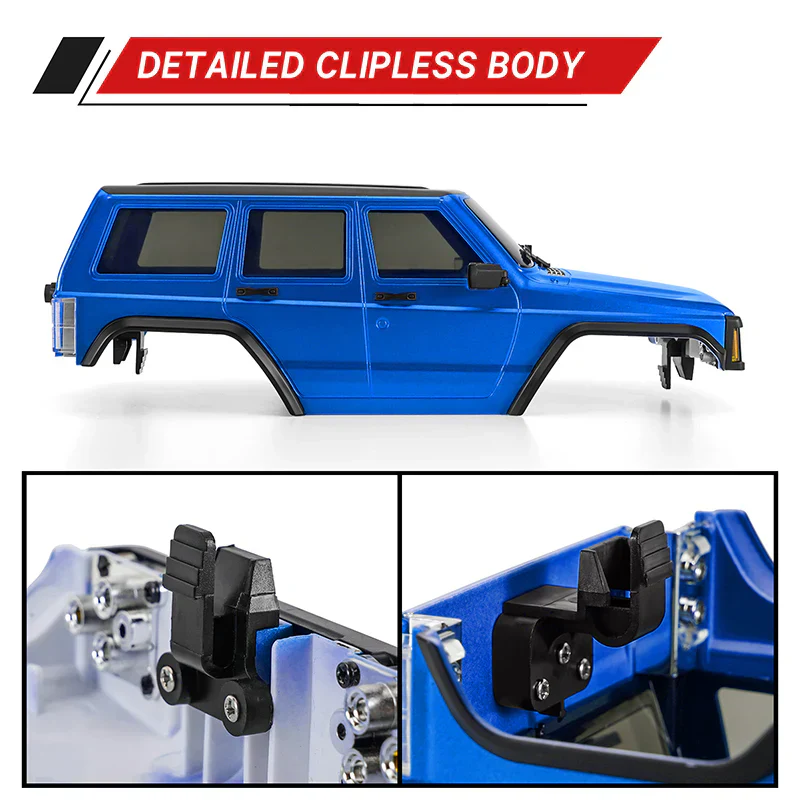 INJORA ABS Cherokee Body With Bumpers For 155mm 1/18 TRX4M Bronco Defender - BLUE - Image 3