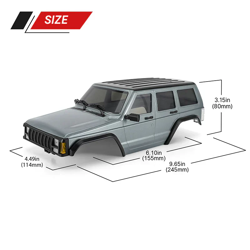 INJORA ABS Cherokee Body With Bumpers For 155mm 1/18 TRX4M Bronco Defender - SILVER GREY - Image 2