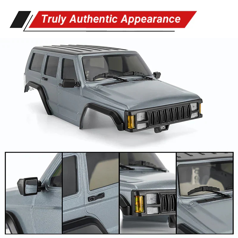 INJORA ABS Cherokee Body With Bumpers For 155mm 1/18 TRX4M Bronco Defender - SILVER GREY - Image 3