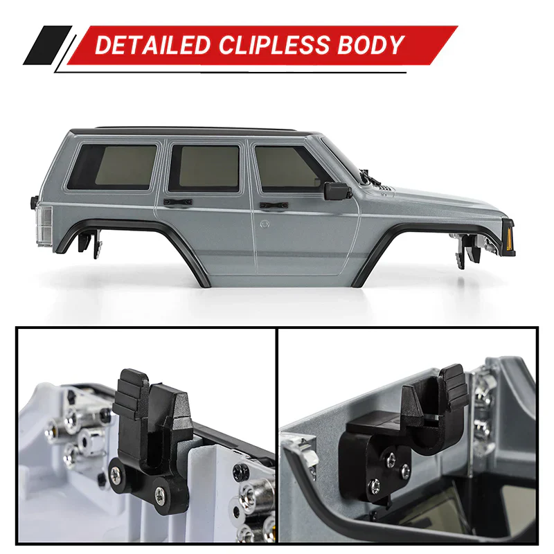 INJORA ABS Cherokee Body With Bumpers For 155mm 1/18 TRX4M Bronco Defender - SILVER GREY - Image 4