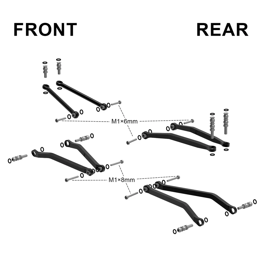 INJORA Aluminum High Clearance Chassis Links for 1/30 Axial SCX30 - Image 3
