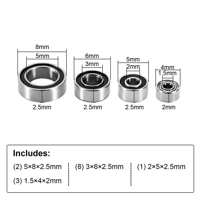 INJORA Bearing Kit for 1/24 Buggy Losi Micro-B (14) - Image 2