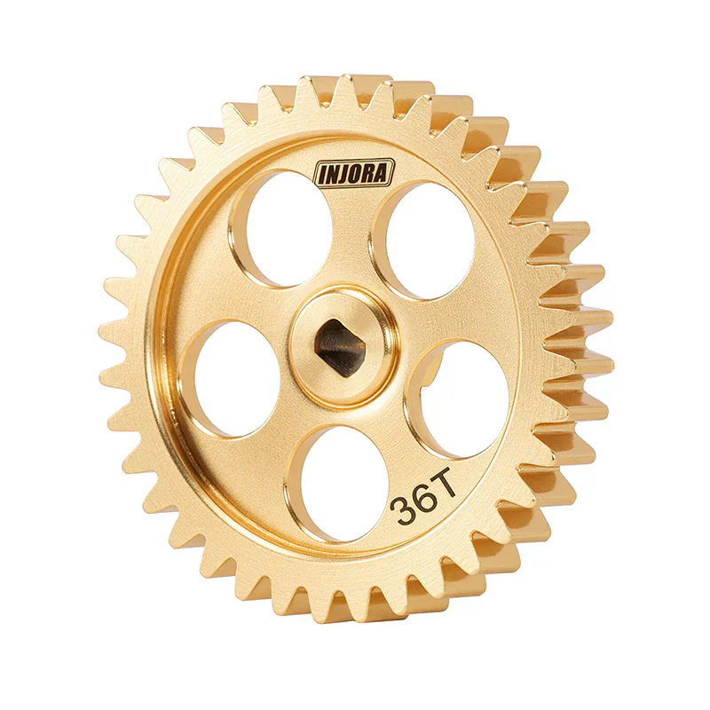 INJORA Brass Transmission Main Gear with Plastic Motor Pinion for 1/24 Losi Micro-B - 11T/36T Gears (As Stock) - Image 3