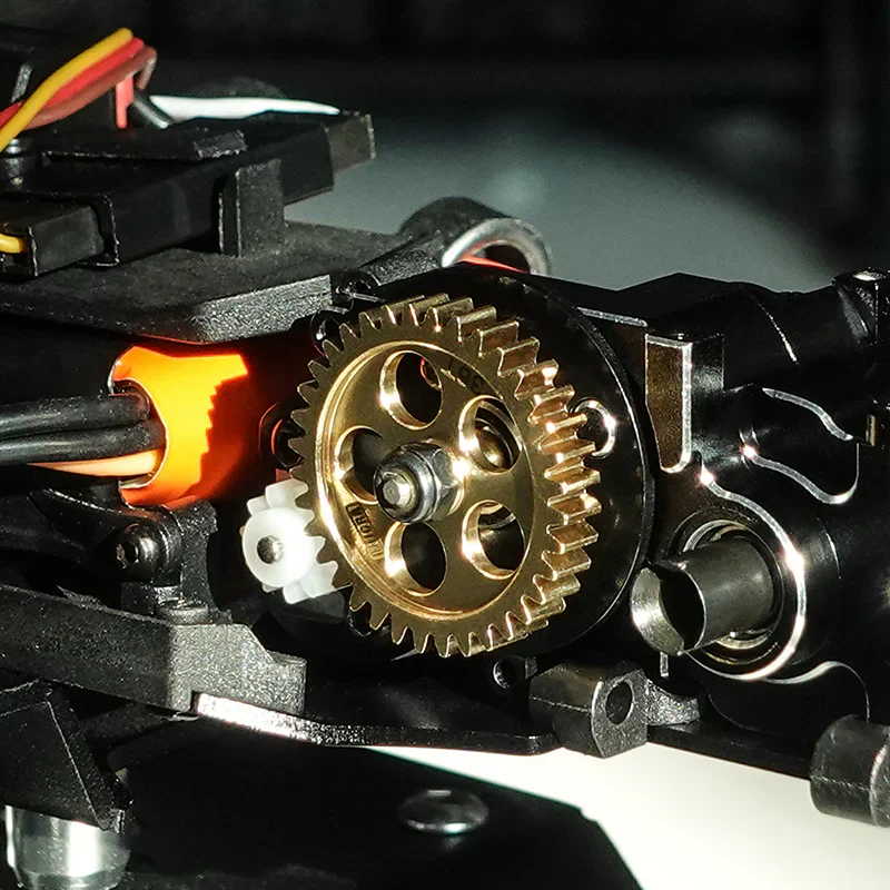 INJORA Brass Transmission Main Gear with Plastic Motor Pinion for 1/24 Losi Micro-B - 11T/36T Gears (As Stock) - Image 6