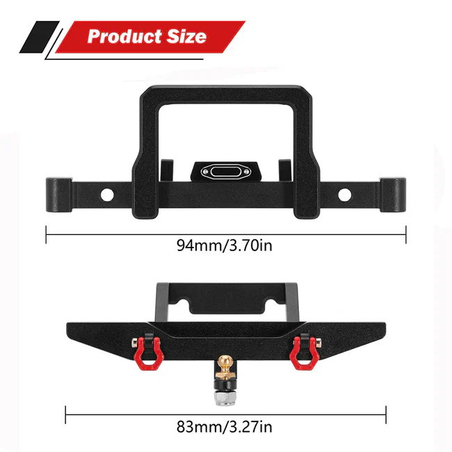 INJORA CNC Aluminum Classic Front Rear Bumper for 1/18 TRX4M Defender - Image 4