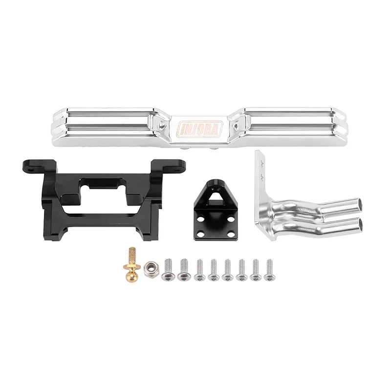 INJORA CNC Aluminum Front Rear Bumper With Dual Exhaust For 1/18 TRX4M High Trail F150 - Image 12