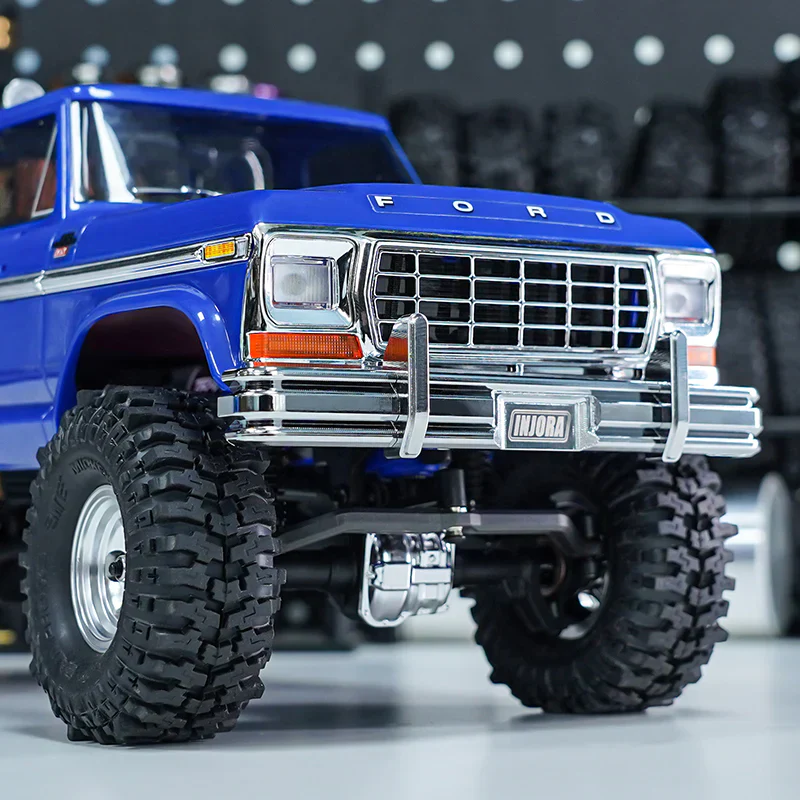 INJORA CNC Aluminum Front Rear Bumper With Dual Exhaust For 1/18 TRX4M High Trail F150 - Image 8