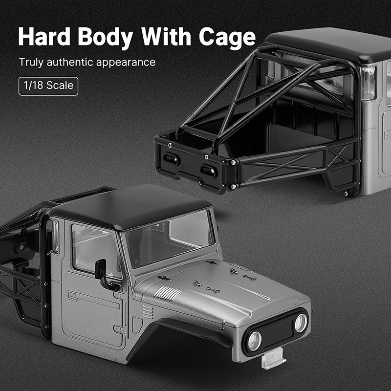 INJORA IR40 Half Truck Hard Plastic Body With Cage For 1/18 TRX4M Defender Bronco - GREY - Image 2