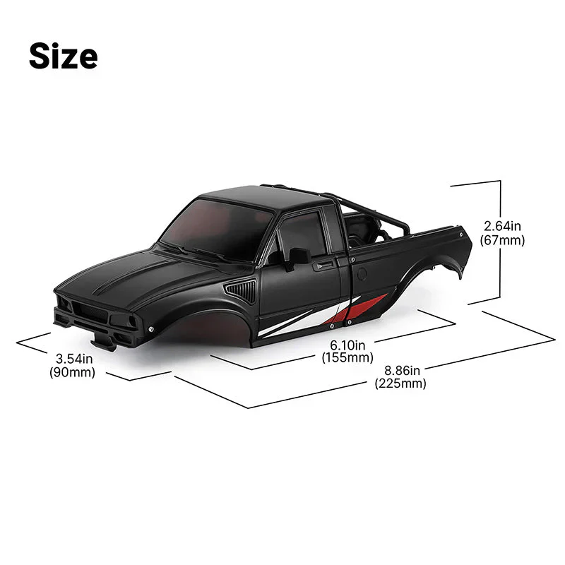 INJORA IR60 Pickup Hard Body with Bed Rack for 1/18 TRX4M Defender Bronco - BLACK - Image 4
