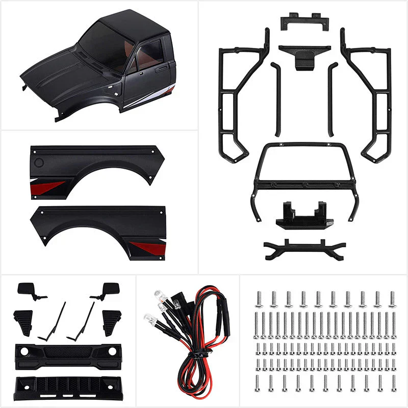 INJORA IR60 Pickup Hard Body with Bed Rack for 1/18 TRX4M Defender Bronco - BLACK - Image 5
