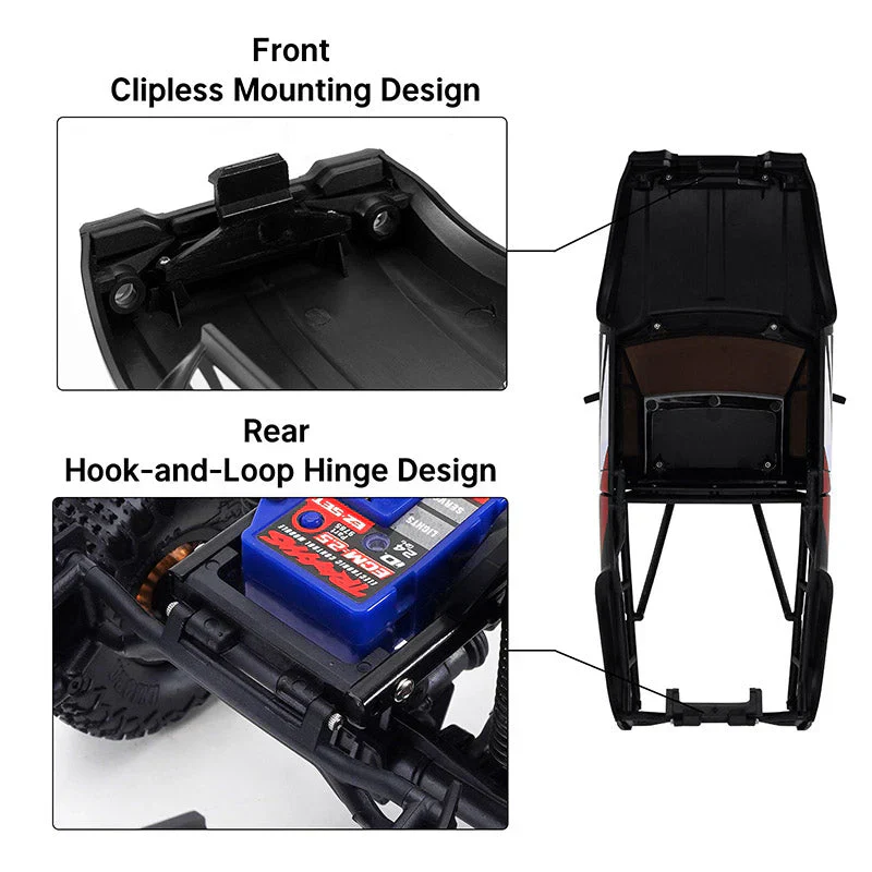 INJORA IR60 Pickup Hard Body with Bed Rack for 1/18 TRX4M Defender Bronco - BLACK - Image 6
