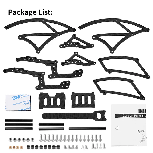INJORA Kangaroo Carbon Fiber Chassis Frame Kit for 1/18 TRX4M - Image 14