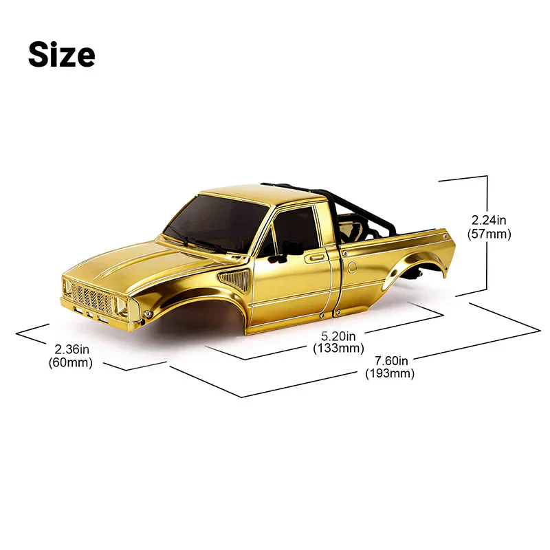 INJORA Limited Edition IR60-24 Pickup Hard Body for SCX24 C10 JLU Bronco Base Camp 4Runner (Gold) - Image 7