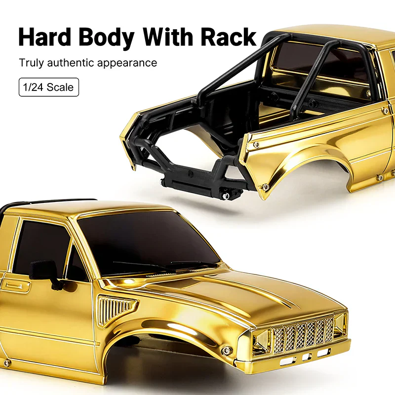 INJORA Limited Edition IR60-24 Pickup Hard Body for SCX24 C10 JLU Bronco Base Camp 4Runner (Gold) - Image 9