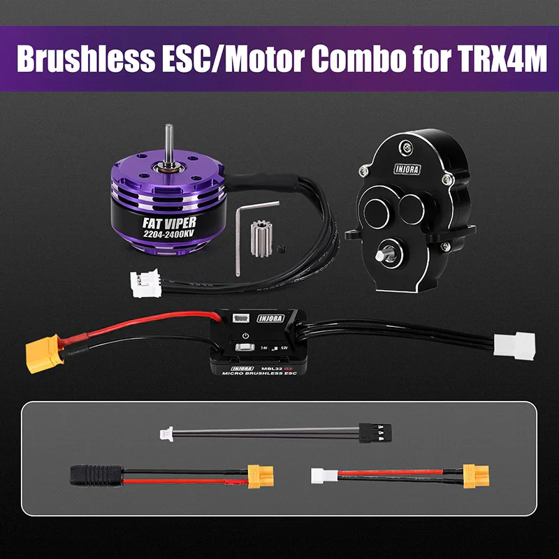 INJORA MBL32 G2 Waterproof Brushless ESC & 2204 Fat Viper Motor for 1/18 TRX4M - Image 4