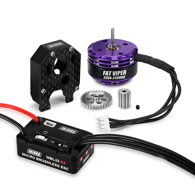 INJORA MBL32 G2 Waterproof Brushless ESC & 2204 Fat Viper Motor for 1/24 SCX24 - Image 2