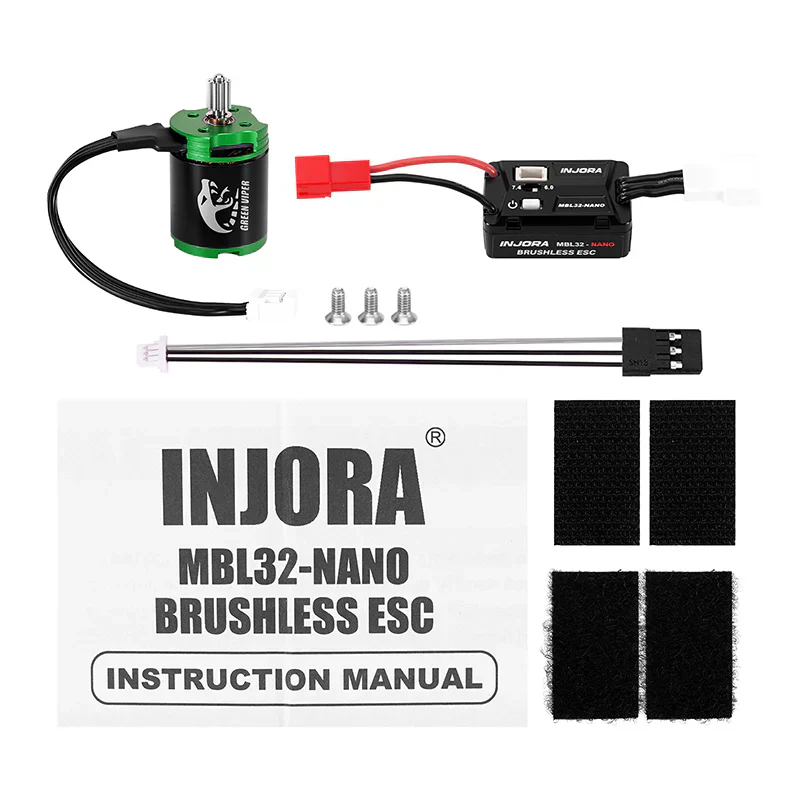 INJORA MBL32-NANO Brushless ESC & 1621 Green Viper Motor for 1/30 SCX30 - Image 2