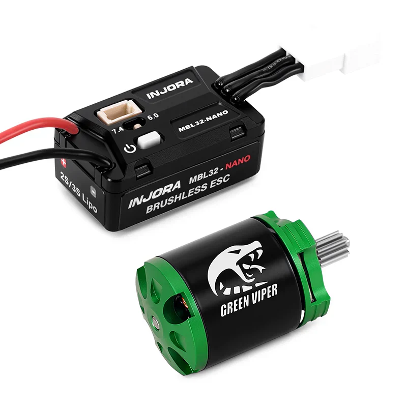INJORA MBL32-NANO Brushless ESC & 1621 Green Viper Motor for 1/30 SCX30 - Image 3