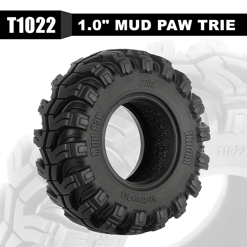 INJORA Mud Paw 1.0" M/T Tires (4) (52*19mm) - Image 3