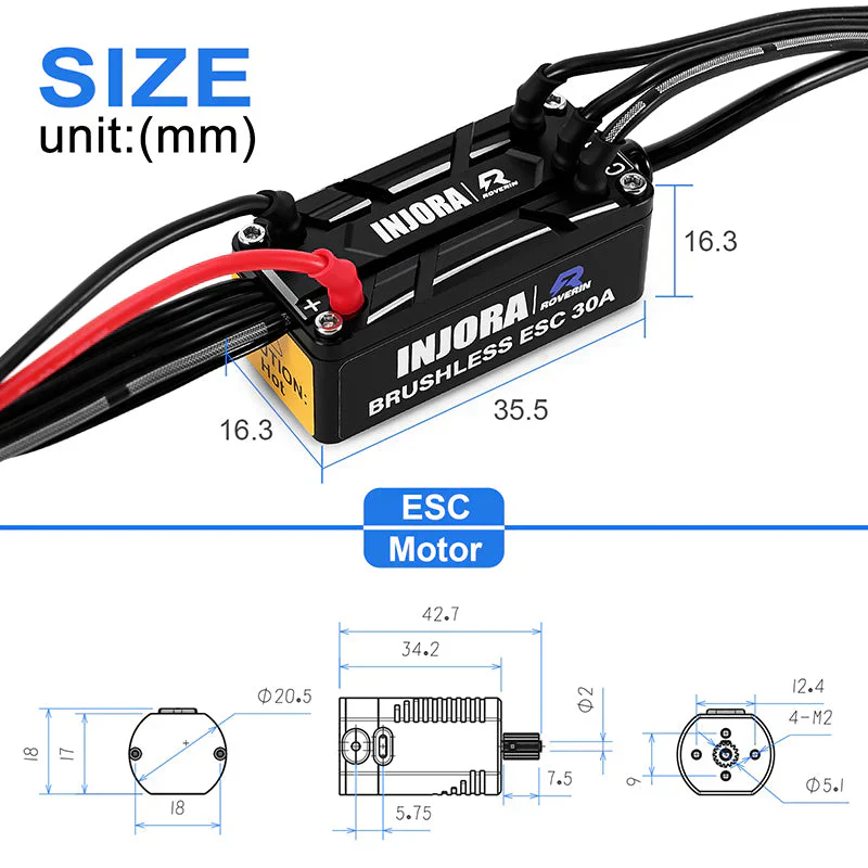 INJORA Roverin M30 G2 FOC Sensored Brushless ESC & Motor for 1/18 TRX4M Ascent1 - Image 12
