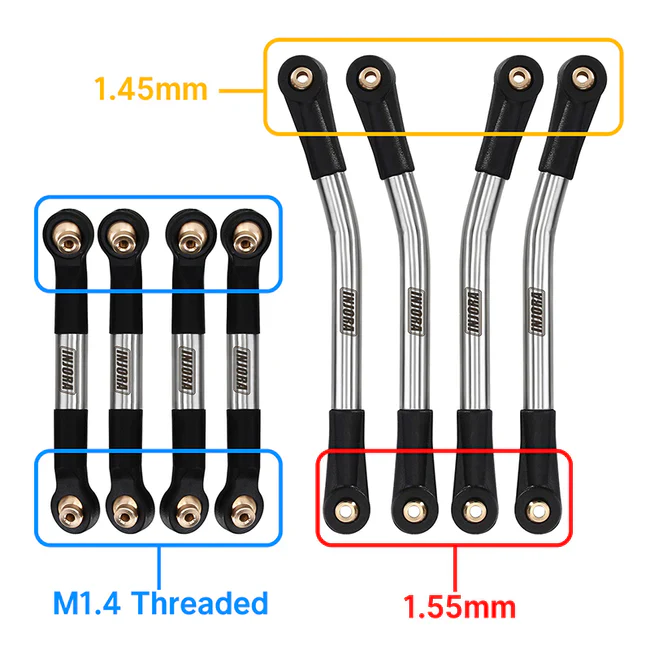INJORA Stainless Steel High Clearance Links Set For 1/24 AX24 - Image 3