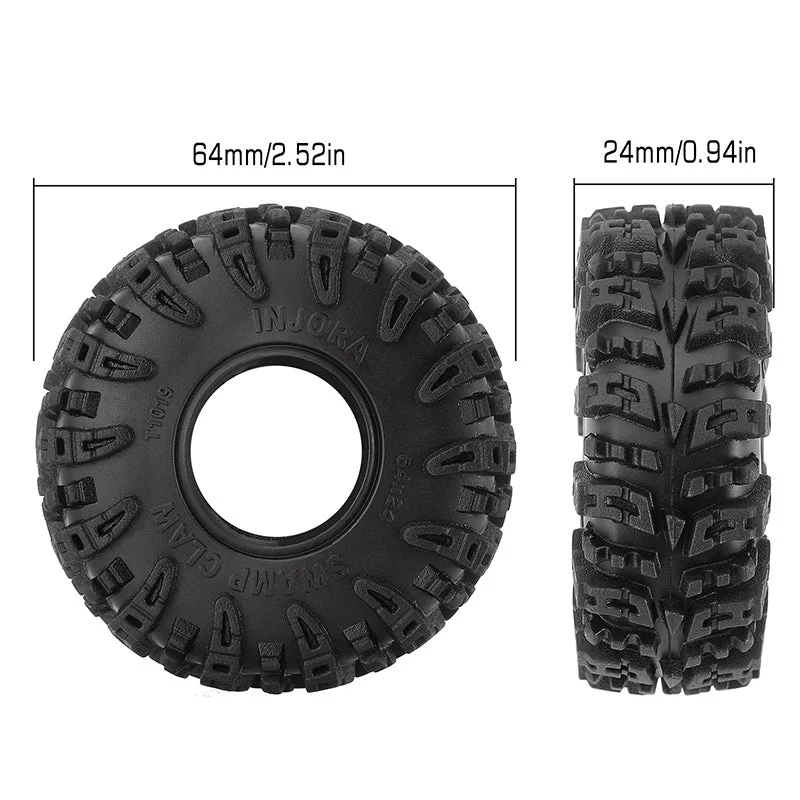 INJORA Swamp Claw 1.0" M/T Tires 64mmx24mm (4) - Image 3
