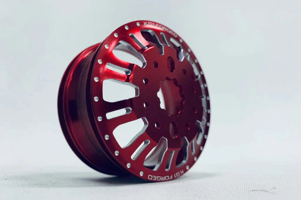 KG1 KD004 CNC Aluminum REAR Dually Wheel (RED anodize, 2pcs, w/cap and decal, screws)