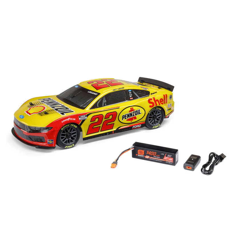 Losi 1/12 NASCAR RC Racecar Joey Logano No. 22 Shell 2025 Ford Mustang 2S AWD RTR Brushed On-Road (Battery & Charger Included) - Image 2