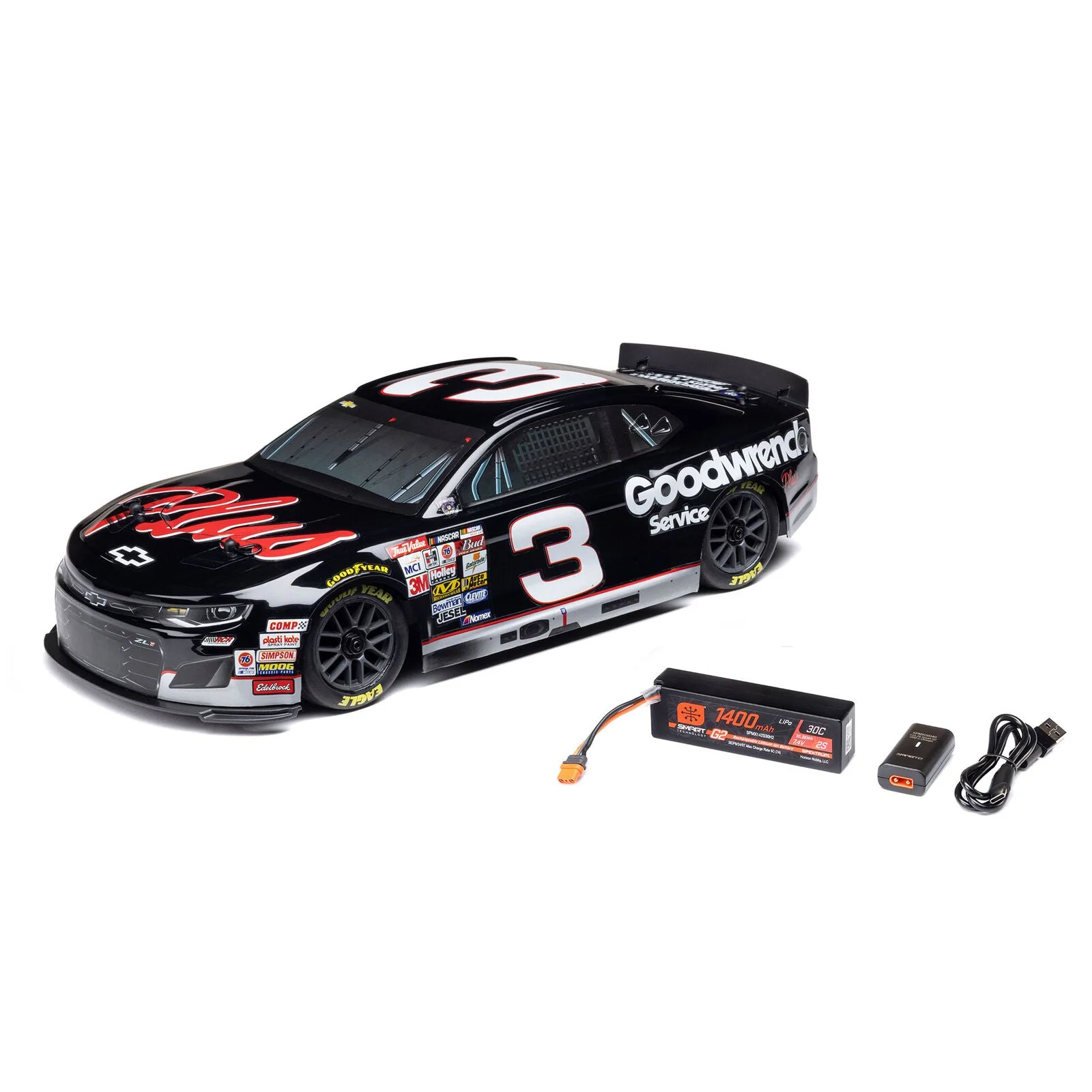 Losi 1/12 NASCAR RCR No. 3 GM Goodwrench (Battery & Charger Included) - Image 3
