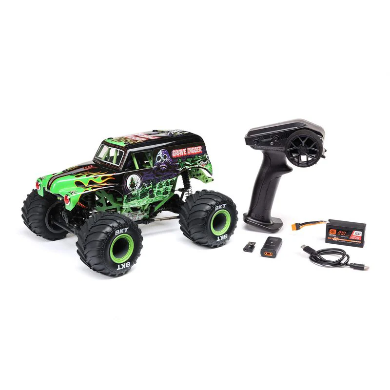 Losi 1/18 Mini LMT 4X4 Brushed Monster Truck RTR  Grave Digger - GREEN - Image 19