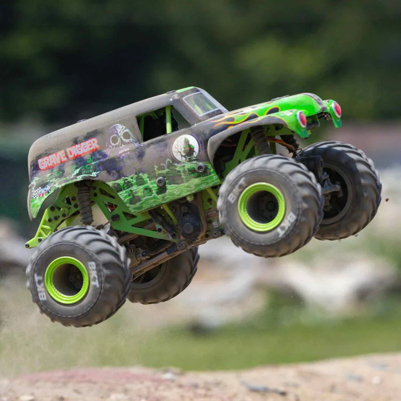 Losi 1/18 Mini LMT 4X4 Brushed Monster Truck RTR  Grave Digger - GREEN - Image 7