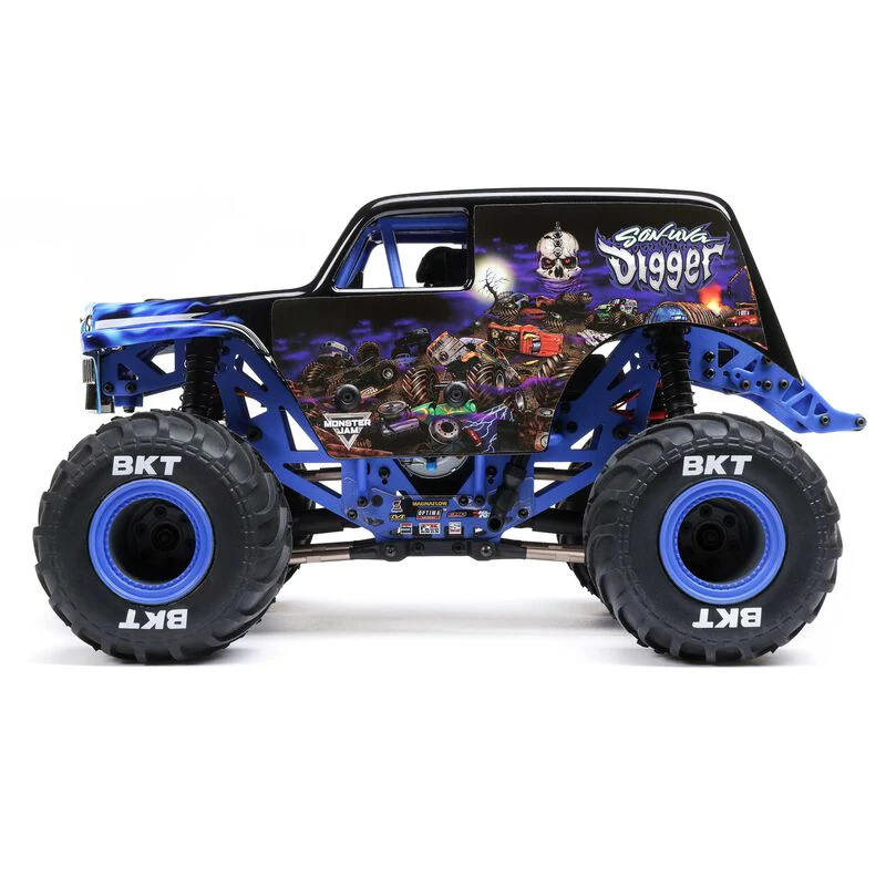 Losi 1/18 Mini LMT 4X4 Brushed Monster Truck RTR Son-Uva Digger - BLUE - Image 13