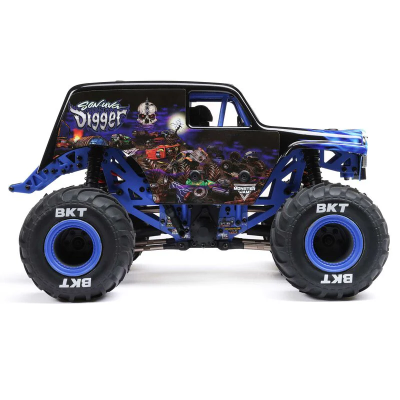 Losi 1/18 Mini LMT 4X4 Brushed Monster Truck RTR Son-Uva Digger - BLUE - Image 17