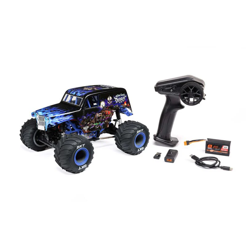 Losi 1/18 Mini LMT 4X4 Brushed Monster Truck RTR Son-Uva Digger - BLUE - Image 20